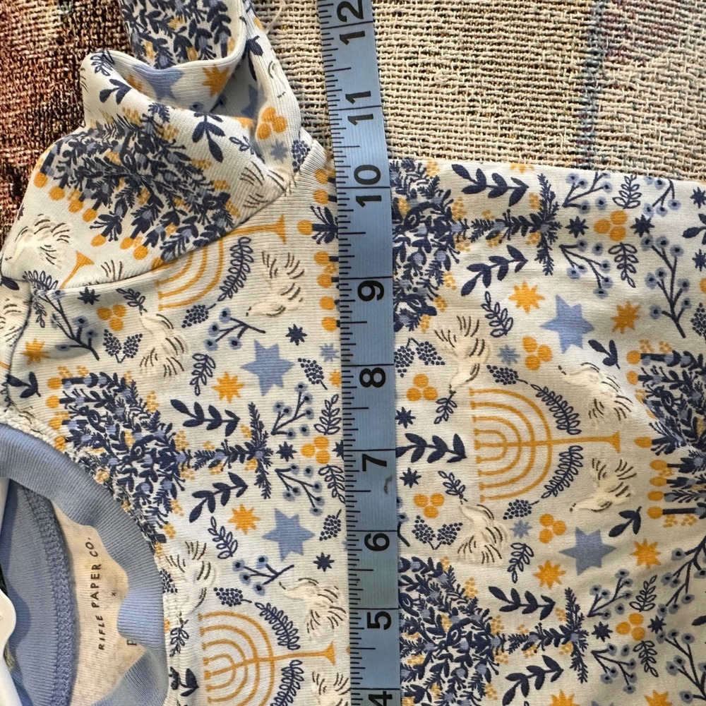 Rifle Paper Co x Pottery Barn‎ Kids Hanukkah Pajama Set Blue Menorah Floral 2T - Picture 6 of 7
